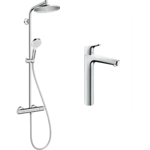 Hansgrohe 31531+27267 Focus 高身單把手面盆龍頭 + Crometta S 淋浴花灑 附恆溫器