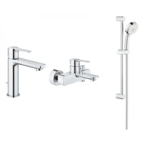 Grohe Lineare 面盆龍頭 + Lineare 浴缸/淋浴龍頭 + Tempesta 4速手提花灑 (32114001+33849001+27787002)